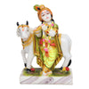 Vivars Home Marble Lord Krishna with Cow Idol Statue Showpiece