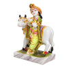 Vivars Home Marble Lord Krishna with Cow Idol Statue Showpiece