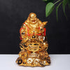 Vivars Home Laughing Buddha Sitting on Wealth Bag Golden