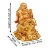 Vivars Home Laughing Buddha Sitting on Wealth Bag Golden
