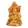 Vivars Home Laughing Buddha Sitting on Wealth Bag Golden