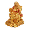 Vivars Home Laughing Buddha Sitting on Wealth Bag Golden