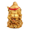 Vivars Home Laughing Buddha Sitting on Wealth Bag Golden
