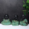 Vivars Home Sitting Buddha Monk Sculpture Set of 3 (Black-Green)