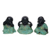 Vivars Home Sitting Buddha Monk Sculpture Set of 3 (Black-Green)