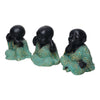 Vivars Home Sitting Buddha Monk Sculpture Set of 3 (Black-Green)