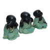 Vivars Home Sitting Buddha Monk Sculpture Set of 3 (Black-Green)