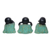 Vivars Home Sitting Buddha Monk Sculpture Set of 3 (Black-Green)