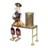 Vivars Home Metallic Hand Crafted Antique Decorative Pen Holder with Beautiful Lady