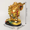 Vivars Home Golden Laughing Buddha Figurine with Coins and Money Bag
