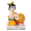 Vivars Home Marble Lord Krishna Ji (Bal Gopal Makhanchor) Idol - Orange