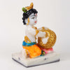 Vivars Home Marble Lord Krishna Ji (Bal Gopal Makhanchor) Idol - Orange