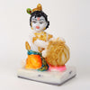 Vivars Home Marble Lord Krishna Ji (Bal Gopal Makhanchor) Idol - Orange