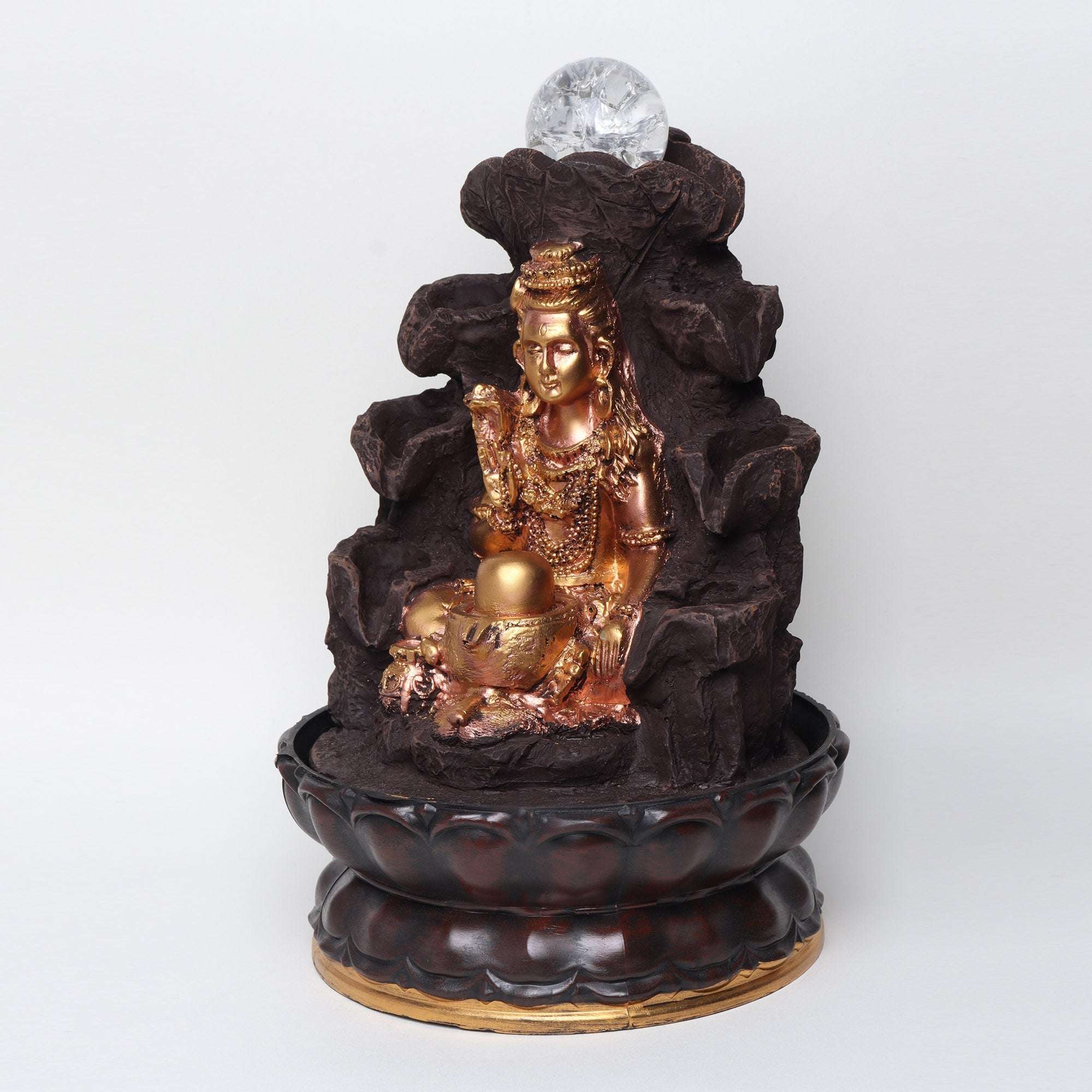 Lord Shiva Ji Tabletop Water Fountain with Crystal Ball and Led