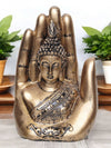 Vivars Home Buddha Palm Statue Handmade (Antique Gold)