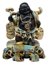 Vivars Home Black Cheerful Laughing Buddha Along with Money Bag for Health
