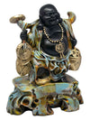 Vivars Home Black Cheerful Laughing Buddha Along with Money Bag for Health