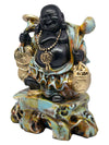 Vivars Home Black Cheerful Laughing Buddha Along with Money Bag for Health
