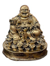 Vivars Home Antique Gold Laughing Buddha Sitting on Money