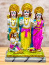 Vivars Home Marble Dust Lord Ram Darbar Statue With Sita And Hanuman Handmade-Multicolor
