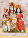 Vivars Home Marble Lord Shiv Family with Parvati and Ganesh -Red
