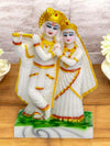 Vivars Home Marble Dust Radha Krishna Statue - White