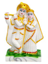 Vivars Home Marble Dust Radha Krishna Statue - White