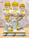 Vivars Home Marble Dust Lord Ram Darbar Statue With Sita And Hanuman Handmade- White