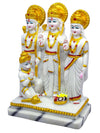Vivars Home Marble Dust Lord Ram Darbar Statue With Sita And Hanuman Handmade- White