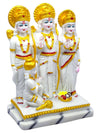 Vivars Home Marble Dust Lord Ram Darbar Statue With Sita And Hanuman Handmade- White