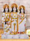 Vivars Home Marble Lord Ram Darbar Statue, Sita and Hanuman Idol (White)