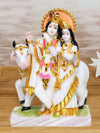 Vivars Home Marble Radha Krishna with Cow Idol Statue Showpiece