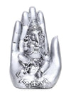 Vivars Home Palm Ganesha Ji Figurine (Antique Silver Color)