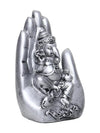 Vivars Home Palm Ganesha Ji Figurine (Antique Silver Color)