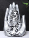 Vivars Home Palm Ganesha Ji Figurine (Antique Silver Color)