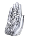Vivars Home Palm Ganesha Ji Figurine (Antique Silver Color)
