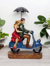 Vivars Home Romantic Love Couple on Blue Scooter Statue