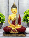 Vivars Home Sitting Buddha Idol Statue - Red
