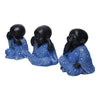 Sitting Buddha Monk Sculpture Set of 3 (Black-Blue)