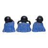 Sitting Buddha Monk Sculpture Set of 3 (Black-Blue)