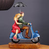 Vivars Home Romantic Love Couple on Blue Scooter Statue