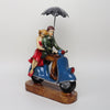 Vivars Home Romantic Love Couple on Blue Scooter Statue
