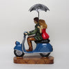 Vivars Home Romantic Love Couple on Blue Scooter Statue